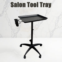 Mobile Salon Tray Stand with Aluminum Tray for Beauty and Nail Tools