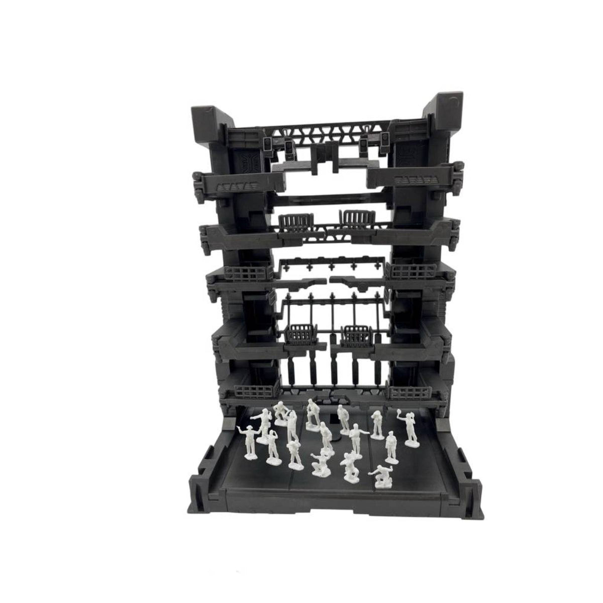 Industrial Model Assembly Rack Multi-Level Scene Backdrop with Figures Compact for Hobbyists, Collectors, Dioramas, Desk Display