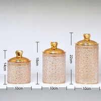 Moisture-Proof Gold Lid Candy Jar Elegant Design Pearl Pattern Storage Container Bisphenol A-Free-Safe Decorative Storage Jar Lightweight for Bathroom