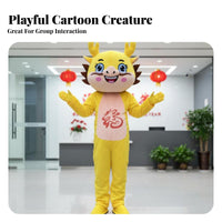 Auspicious Design Chinese Dragon Mascot Costume Comfortable to Wear Year of the Dragon Mascot Outfit Long-Lasting Life Size Character Costume Breathable Material for Performers, Adults, Company Parties, Stage Performances, Promotional Events