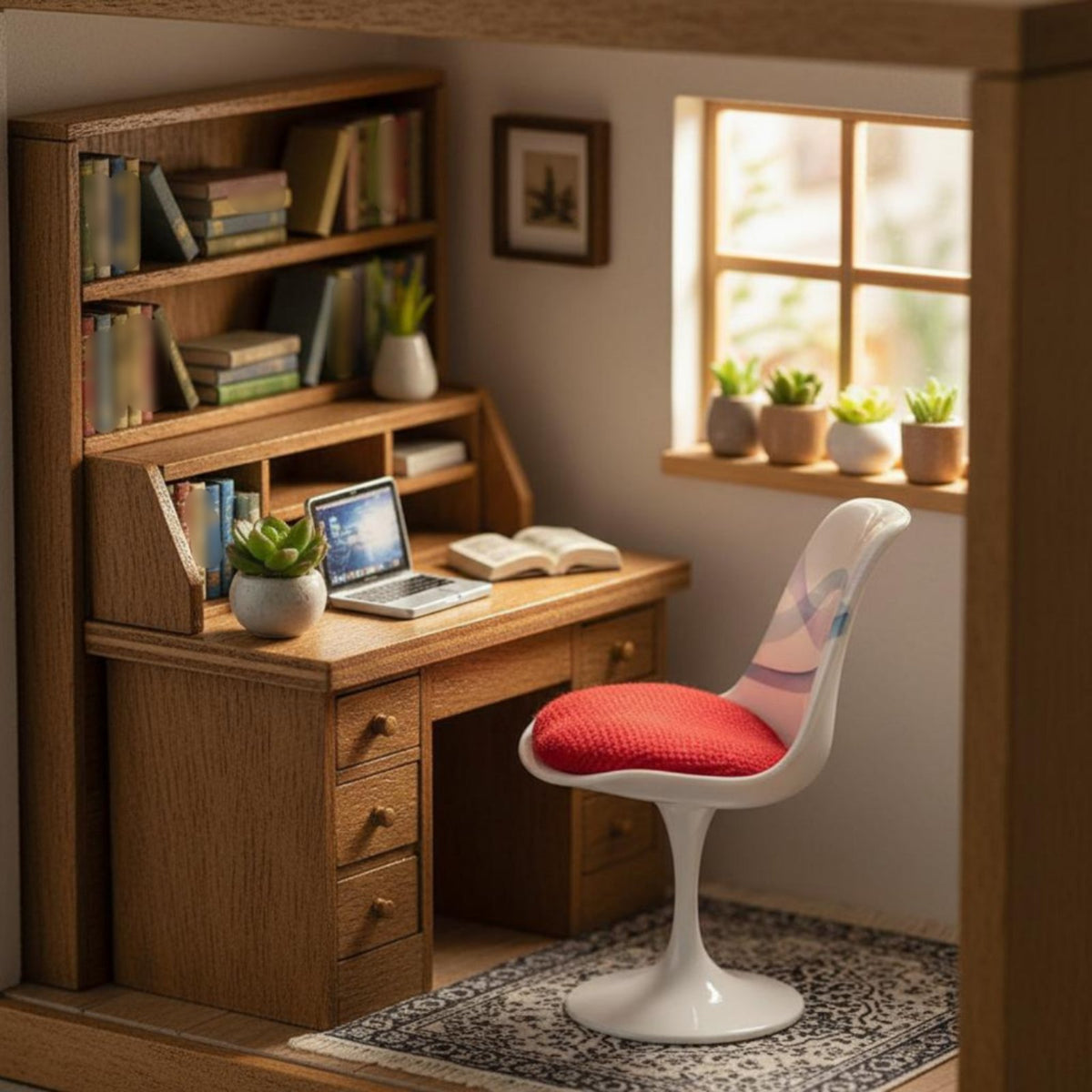 1/6 Pedestal Chair with Cushion  Dollhouse Chair with Cushion Modern Furniture for Collectors