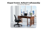 sturdy Wood Construction Wooden Desk with Drawers Traditional Design Writing Table Minimalist stylistic Home Furniture Multi-Functional for Adults, Professionals, Students, Study Room, Office, Workspace, Bedroom