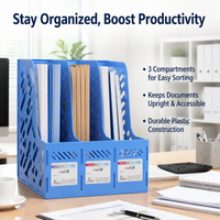 Upright Magazine File Organiser, Blue PP Magazine Holder, Desk Organiser File Organiser for A4 Documents, 320x258x310cm