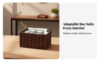 Woven Rectangular Box Multi-Purpose Organizing Basket Handmade for Homemakers