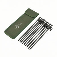 10 Pieces Rustproof Camping Tent Stake Kit with Pouch Compact Tent Stakes with Storage Bag Lightweight Metal Ground Stakes with Bag Multi-Purpose for Backpackers