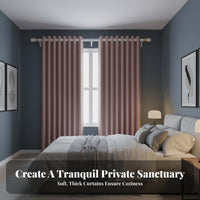 Light Blocking No-Drill Blackout Curtain Set Thickened Material Window Treatment Solid Color Design Drapery Panel Thermal Insulated for Renters, Students, Homeowners, Bedroom, Living Room, Home Office, Apartment