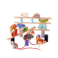 Cute Cartoon Design Wooden Stacking Food Game Polished Rounded Edges Food Balance Toy for Toddlers