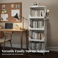Floor-Standing Rolling Book Cart Simple Design Multi-Tier Book Cart adaptable Use book rack on casters Space-Saving for Children, Librarians, Child's Room, Home Study, Bedroom, Narrow Spaces