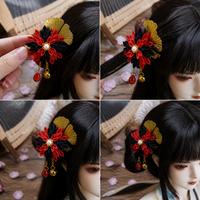 BJD Doll Kimono Fabric Hair Clip Japanese Style Headwear for 1/3 1/4 Scale Dolls