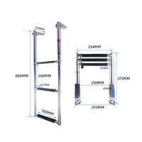 Three-Step Telescopic Boat Ladder Stainless Steel Boarding Ladder Easy Installation for Yacht