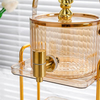 Water Dispenser and Water Jug 7-Piece Set, Drink Dispenser with Tap and Metal Stand, Large Capacity for Iced Fruit Tea, Light Luxury Style