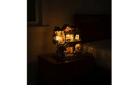 Fairy-Tale Wooden Miniature House Model Lighted Miniature House Kit 3D Dollhouse Kit Warm for Bookshelf