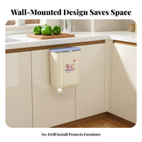 Wall-Mounted Trash Can Space-Saving Wall Mounted Garbage Bin Easy Installation Hanging Cabinet Trash Can for Renters, Washroom, Under Sink, Countertop
