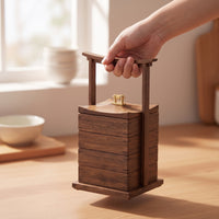 Wooden Storage Box with Handle Wooden Snack Box with Lid Rustic Tea Storage Chest for Hosts