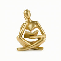 Resin Thinker Statue Smooth Thinker Figurine Compact Abstract Sculpture Lightweight for Book Lovers, Readers, Bookshelf, Study Table, Reading Nook