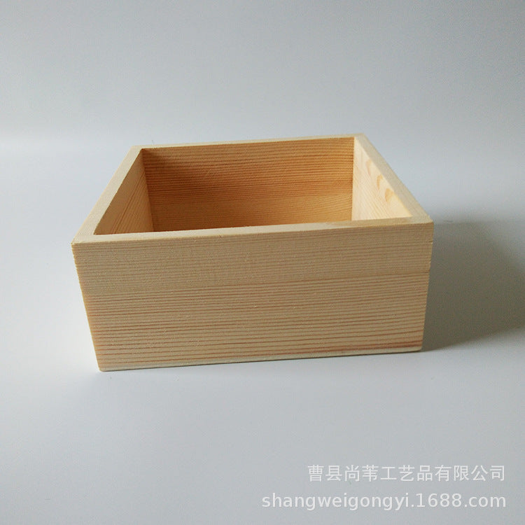 Unfinished Pine Wood Storage Box Desktop Organizer Tray Gift Box