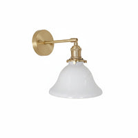 Brass Wall Lamp Foldable White Glass Shade Sconce for Study