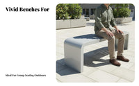 Metal Slat Bench Waterproof Galvanized Steel Long Stool Anti Backless Park Bench for Pedestrians, Courtyards, Shopping Malls, Sidewalk
