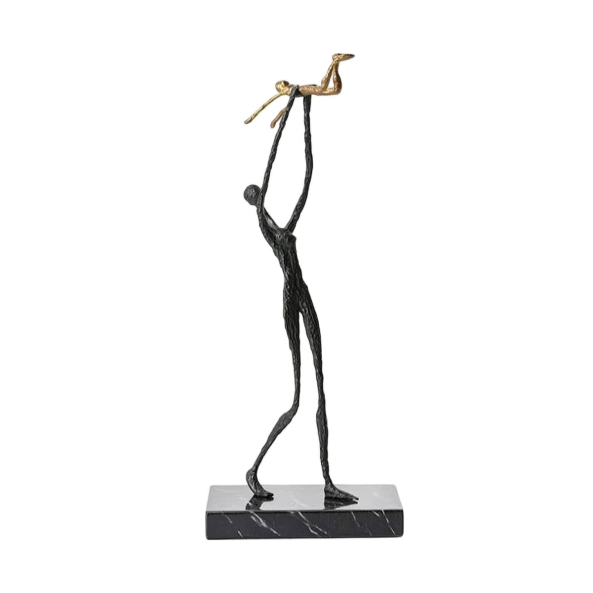 Abstract Sculpture with Marble Base Modern Abstract Human Figure Sculpture Textured Statue with Marble Base for Art Collectors, Living Room
