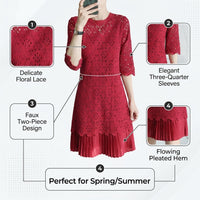 Dress and Summer for Women with Elegant Lace Patchwork, Stylish Party Dresses for in a Flattering Tapered Fit