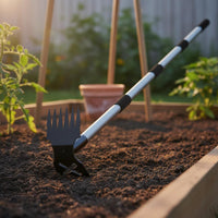 Multi-Purpose 2 in 1 Unwanted Growth Rake Double-Sided Head Unwanted Growth Hoe Sharp Teeth Garden Hoe Rake Heavy Duty for Yard, Lawn
