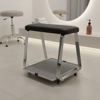 Storage Tray Mobile Pedicure Stool Easy to Clean Salon Foot Rest Bench Space Saving Nail Technician Foot Rest 360° Wheels for Spa