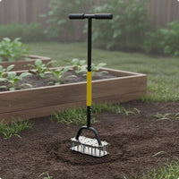 Carbon Steel Manual Coil Soil Loosener T-Handle Coil Cultivator Anti-Slip Grip Hand Soil Aerator Bolted Construction for Lawn