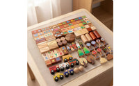 118 Pieces Preschool Building Blocks Smart Playing Construction Stacking Blocks Cognitive Skills Wooden Construction Block for Young Children, Kids