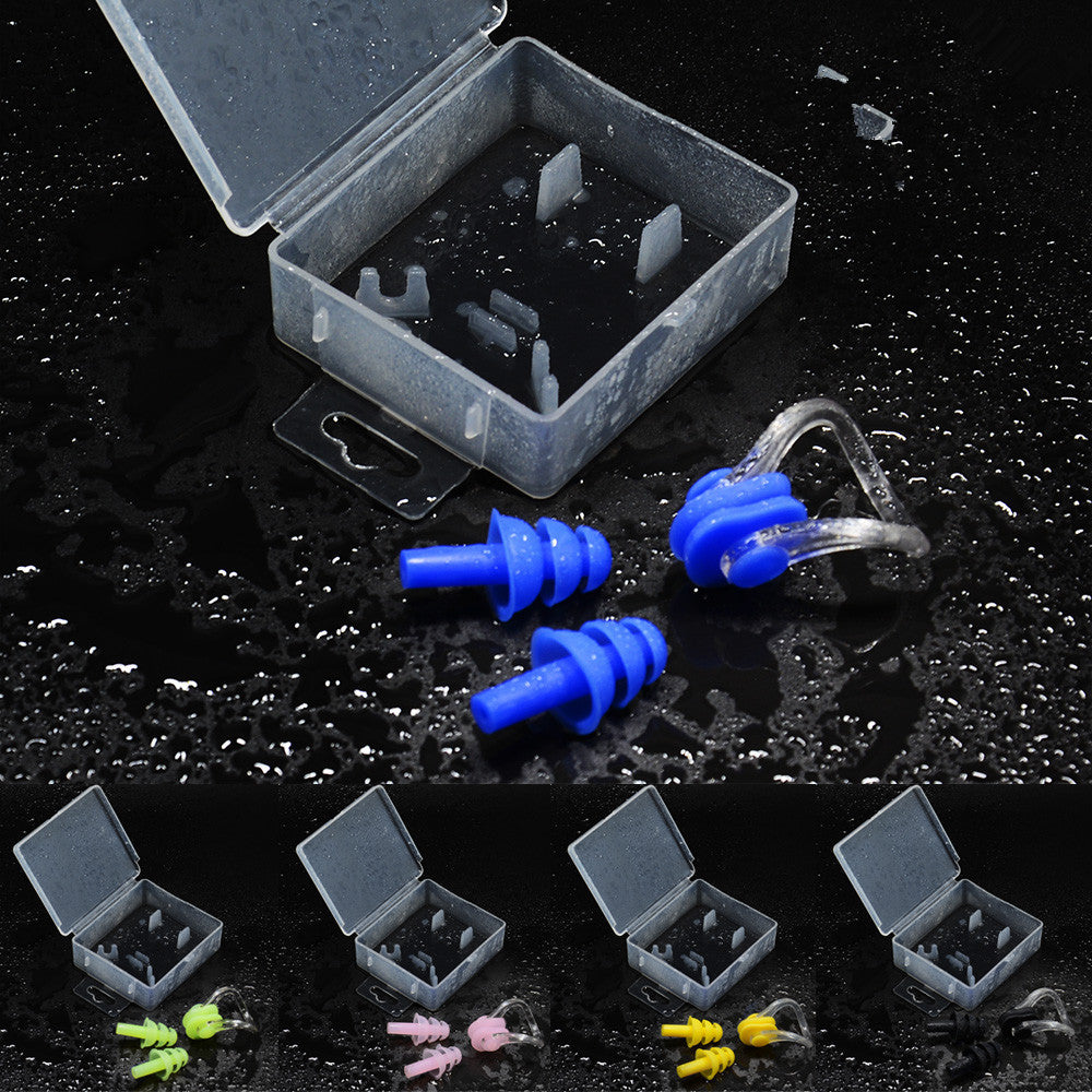 Silicone Nose Clip Earplug Set for Swimming, Waterproof, for Kids and Adults