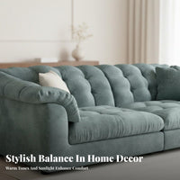 Fluffy-Like Design Channel-Tufted Sofa Modern Minimalist Design Couch High-Resilience Filling Living Room Seating Skin-Friendly Material for Apartment Dwellers, Homeowners, Young Adults, Small Areas, Home, Lounge Area