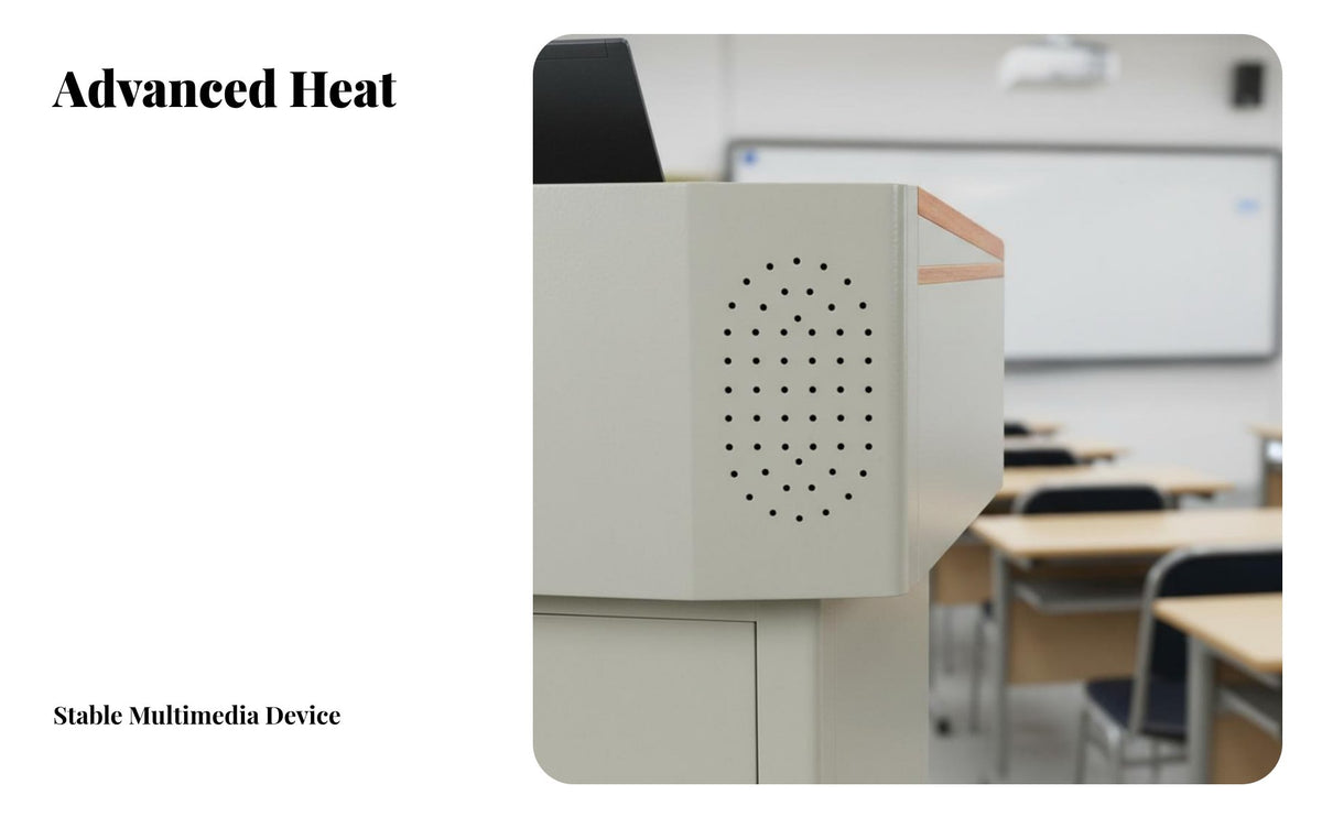 Multimedia Lectern Unified Intelligent Design Presentation Stand Unified Cable Management Steel Teacher Desk for Lecturers, Classroom, Training Center