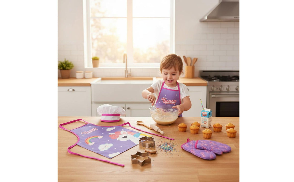 11 Pieces Kids Cooking Set  Machine Washable Children's Cooking Set Fit Young Cook Costume Kit for Girls