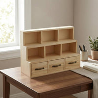 Wooden Desktop Cabinet Wooden Wood Desk Organizer 3 Drawers Tabletop Drawer Box