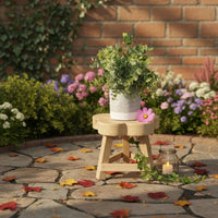 Three Leg Plant Stand Nordic Style Wooden Plant Stand Space Saving Tri-Leg Stool for Balcony