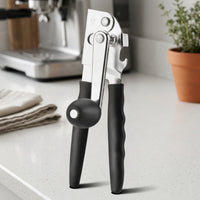Stainless Steel Can Opener with Turn Knob and Bottle Opener Compact Kitchen Tool Heavy Duty for Camping, Dorm Rooms