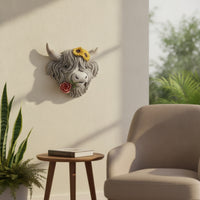 Scottish Bovine Head Wall Decor Rustic Scottish Bovine Head Ornament Farmhouse for Coffee Shop