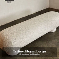 Luxury Feel Long Teddy Fabric Ottoman plush Texture Upholstered Bench Modern Design Accent Stool Multi-Scene Versatility for Guests, Interior Designers, Homeowners, Living Room, Entryway, Bedroom, Walk-in Closet