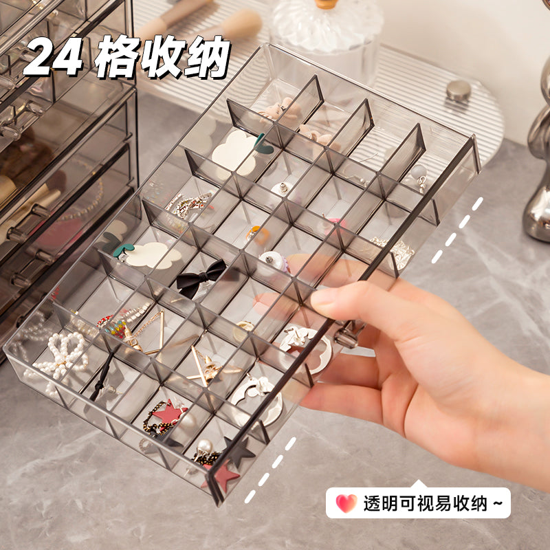 72-Grid Transparent Acrylic Jewelry Organizer Box with Drawer