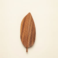 Carved Wooden Tea Tray Decorative Leaf Shaped Tray Natural Wooden Plate Small