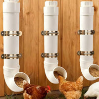 3 Pieces PVC tube Hanging Chicken Feeder Heavy Duty Chicken Feeder with Elbow Wear-Resistant for Owners