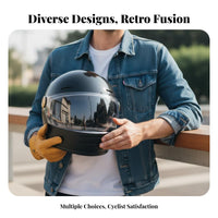 Vintage Full-Coverage Helmet 3C Certified Retro Full Face Helmet Reserved Slot for Four-Season Riding, Daily Commute