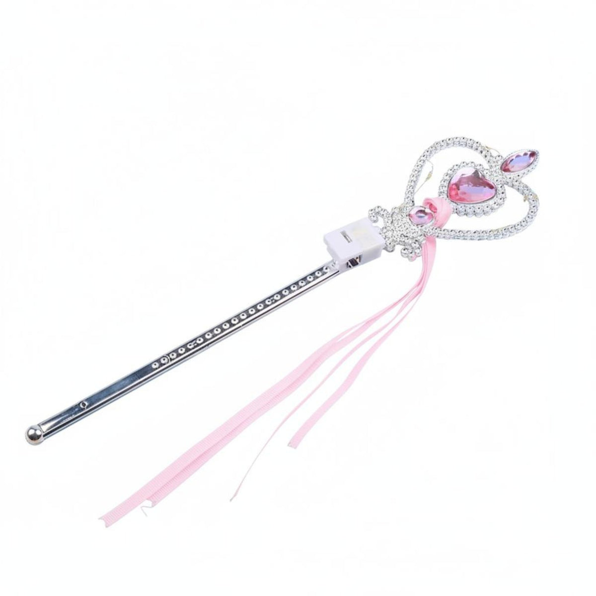 2 Pieces Rhinestsingle Accents Light-up Princess Accessory Set Shimmering Design Light-up Tiara and Wand Set Heart-Shaped Jewels Costume Prop for Girls, Childs, Toddlers, Birthday Party, Parties, Cosplay, Halloween