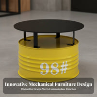 Oil Drum Table and Chair Set Utilitarian Aesthetic Cafe Seating Retro Aesthetic Space-Saving Size for Interior Designers