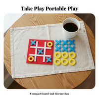 Toe Strategy Board Game, Mini Noughts and Crosses Game Easy to Store Portable Noughts and Crosses Set for Family, Kids, Classroom