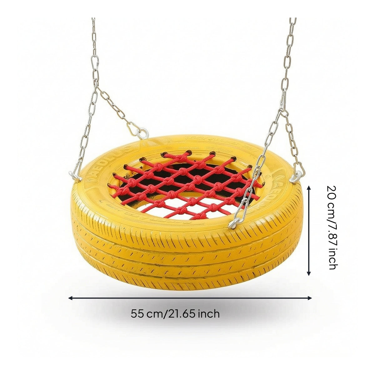 Tire Swing Adjustable Swing Seat with Rope Net Outdoor Long-Lasting for Children, Backyard, Playground