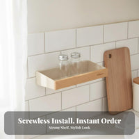 Drilltool-Less Installation Floating Display Ledge Space-Saving Storage Rack Versatile Use Wall Shelf Water-Resistant for Homeowners, Decorators, Students, Bathroom, Kitchen, Living Room, Entryway