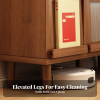 Modular Credenza with Retractable Doors Easy to Clean Underneath Bookcase