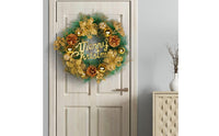 Festive Christmas Wreath Pre-Decorated Artificial Fir Wreath Versatile Decoration Merry Christmas Door Hanger Dense and Full for Business Owners, Mantel Display
