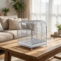 Mini Stainless Steel Portable Cage Bird Cage, Metal Portable Pet Cage with Handle, Handheld Pet Cage for Small Animal Travel and Outdoor Use