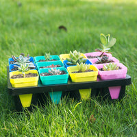 Plastic Succulent Planter Tray with Grid Design, Thickened Water-Storing Base for Small Square Pots
